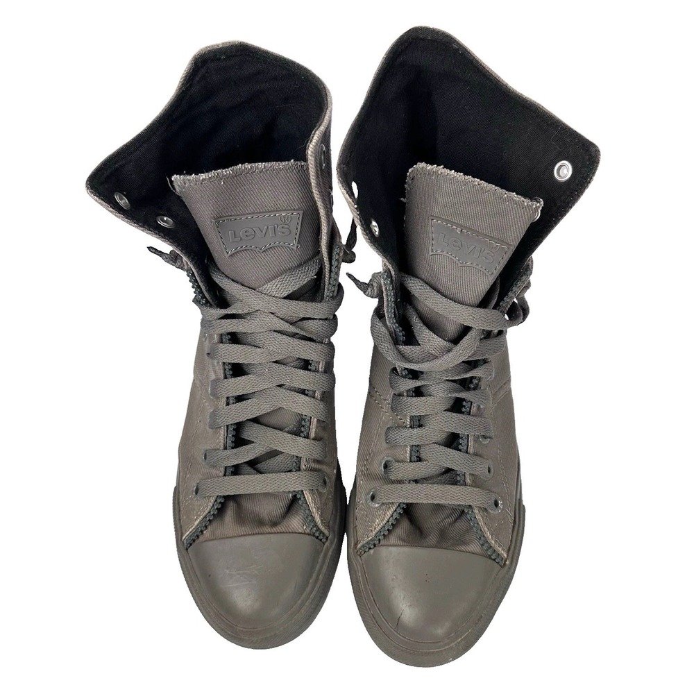 Levi's Men's Gray Sneaker Boot Ankle High Top Textile Lace-Up Side Zipper US 9